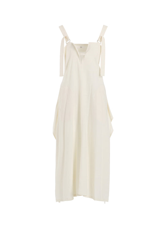 RY/LI CANVAS SIDE BUTTON SHOULDER STRAP DRESS