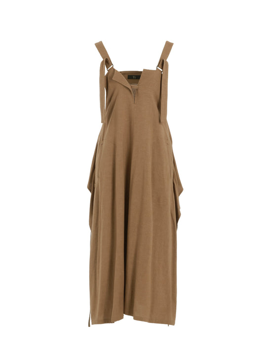 RY/LI CANVAS SIDE BUTTON SHOULDER STRAP DRESS