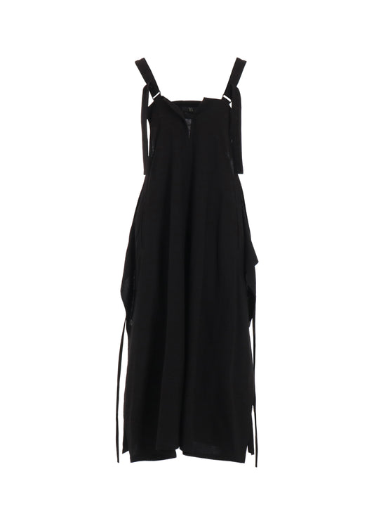 RY/LI CANVAS SIDE BUTTON SHOULDER STRAP DRESS