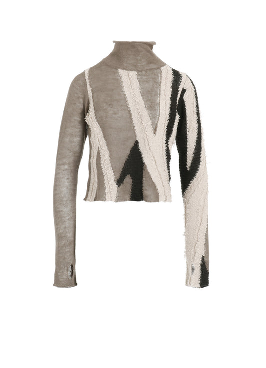 【12/13 12:00(JST) Release】SHEER INTERSIA JACQUARD HIGH NECK SHORT PULLOVER