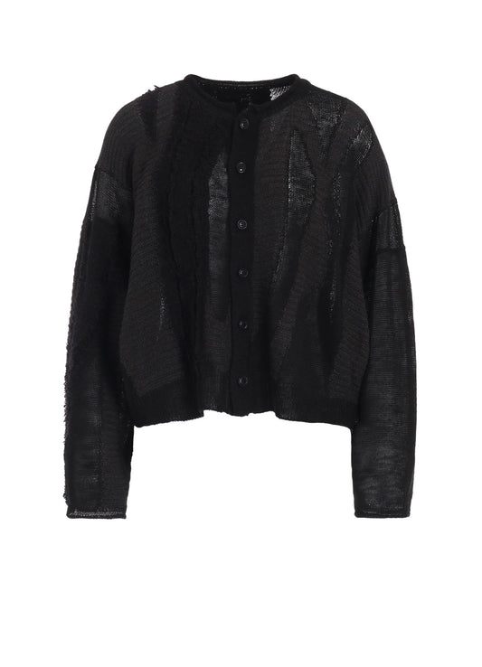 【12/13 12:00(JST) Release】SHEER INTERSIA JACQUARD CREW NECK RELAXED CARDIGAN