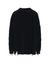 【12/13 12:00(JST) Release】COTTON CREWNECK DISTRESSED KNIT PULLOVER