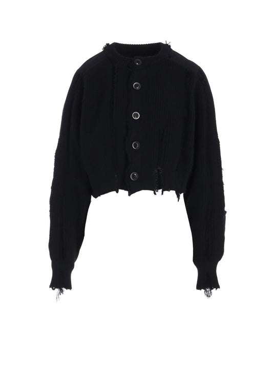 【12/13 12:00(JST) Release】COTTON CREWNECK DISTRESSED KNIT CARDIGAN