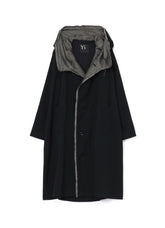 WOOL GABARDINE COAT WITH BIG HOOD