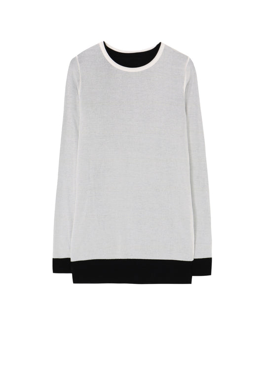 HIGH TWIST COTTON ROUND NECK DOUBLE LAYERED T-SHIRT