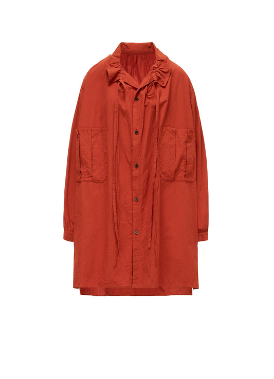 COTTON FLAX GATHERED COLLAR BLOUSE