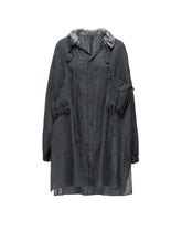 WOOL VIYELLA GATHER COLLAR BLOUSE