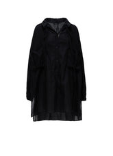 WOOL VIYELLA GATHER COLLAR BLOUSE