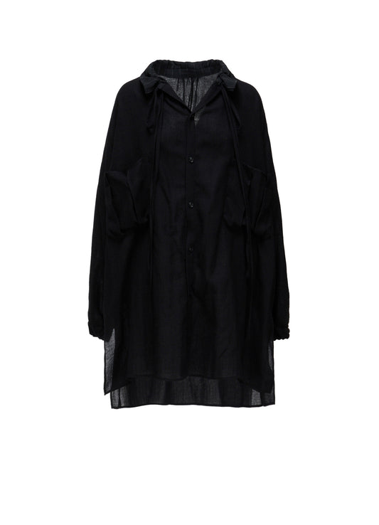 WOOL VIYELLA GATHER COLLAR BLOUSE