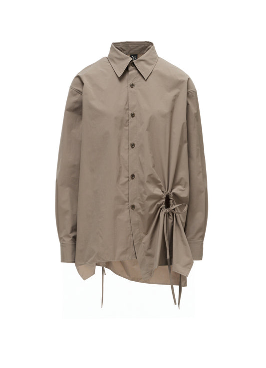 POLYESTER TYPEWRITER CIRCLE GATHER BLOUSE