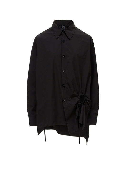 POLYESTER TYPEWRITER CIRCLE GATHER BLOUSE