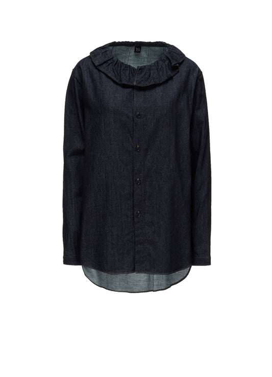 6OZ DENIM GATHERED COLLAR SHIRT