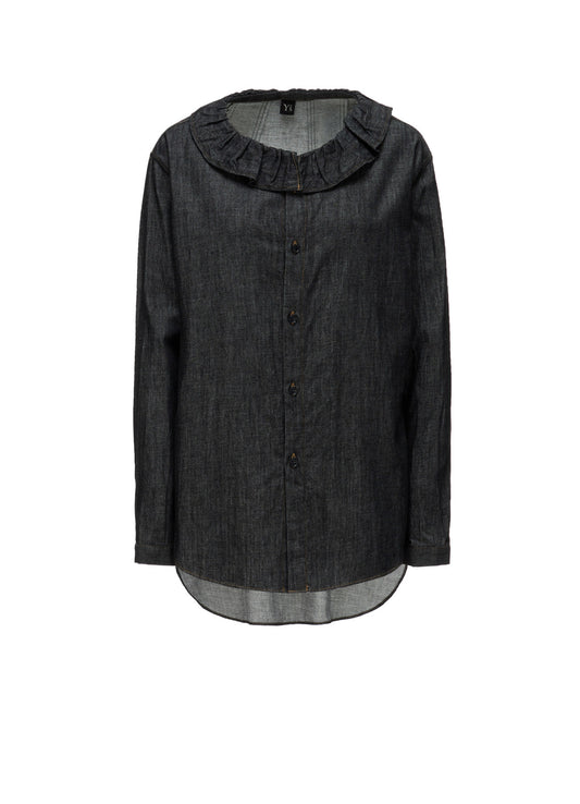 6OZ DENIM GATHERED COLLAR SHIRT