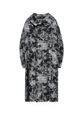 MOHAIR FADED PLAID JACQUARD LONG CAPE COAT