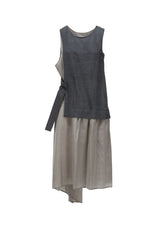 WOOL VIYELLA COMBINATION SLEEVELESS DRESS