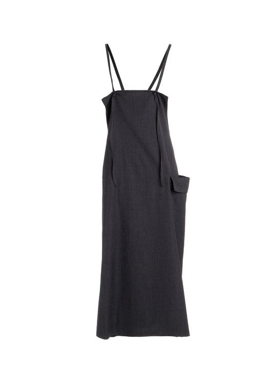 WOOL GABARDINE SIDE FLAP DRESS