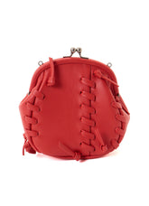 SEMI GLOSS LEATHER LACE UP SHOULDER BAG