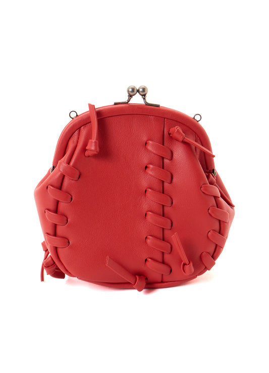 SEMI GLOSS LEATHER LACE UP SHOULDER BAG