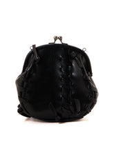 SEMI GLOSS LEATHER LACE UP SHOULDER BAG