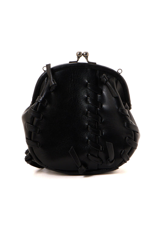 SEMI GLOSS LEATHER LACE UP SHOULDER BAG