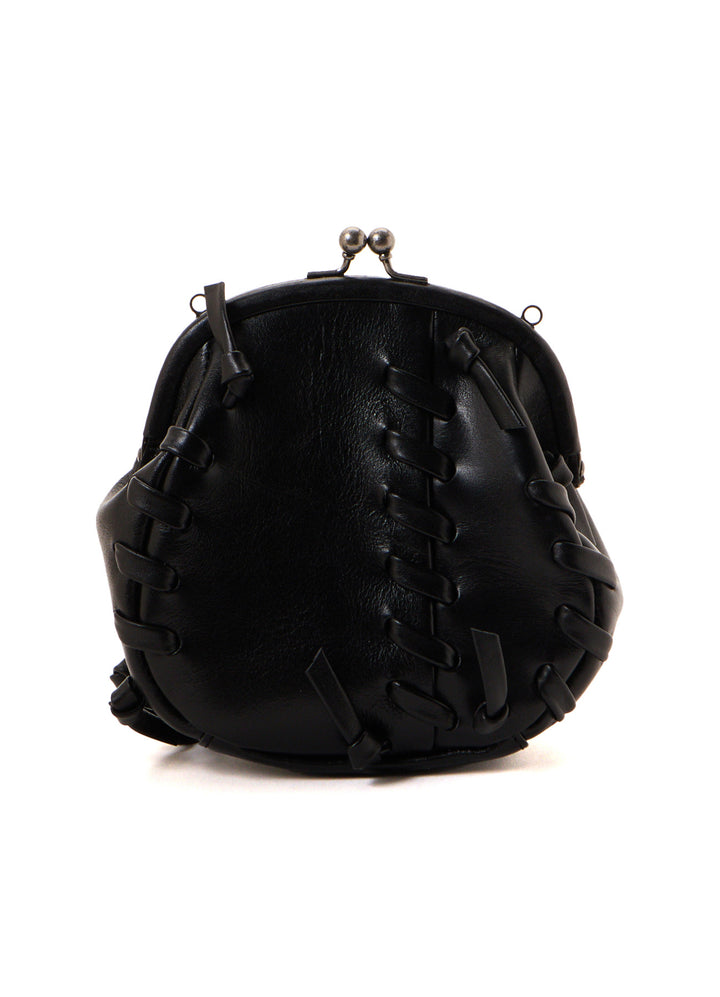 SEMI GLOSS LEATHER LACE UP SHOULDER BAG