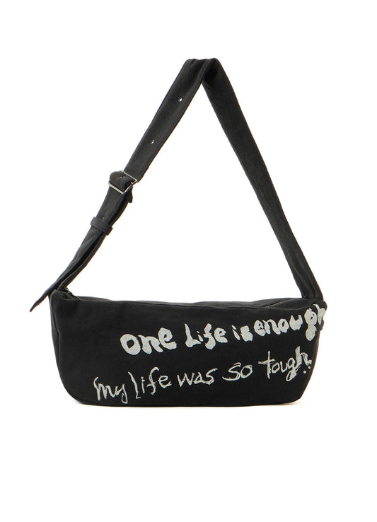 "ONE LIFE" COTTON/LINEN GABARDINE BOX SHOULDER BAG
