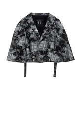 MOHAIR FADED PLAID JACQUARD TAILORED CAPE