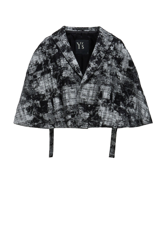 MOHAIR FADED PLAID JACQUARD TAILORED CAPE
