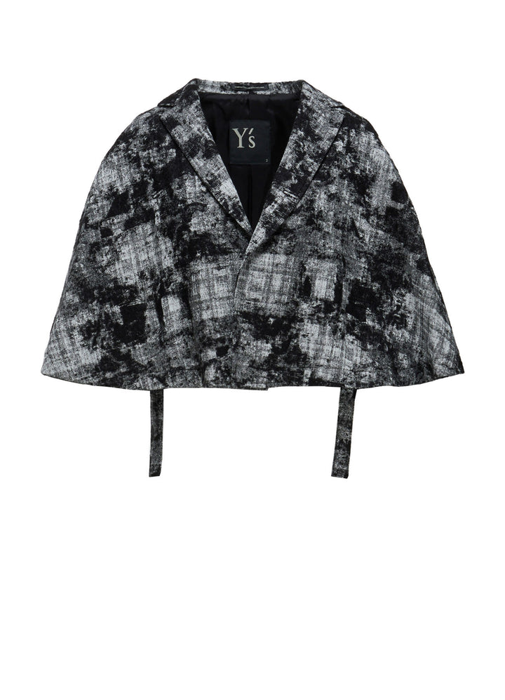 MOHAIR FADED PLAID JACQUARD TAILORED CAPE