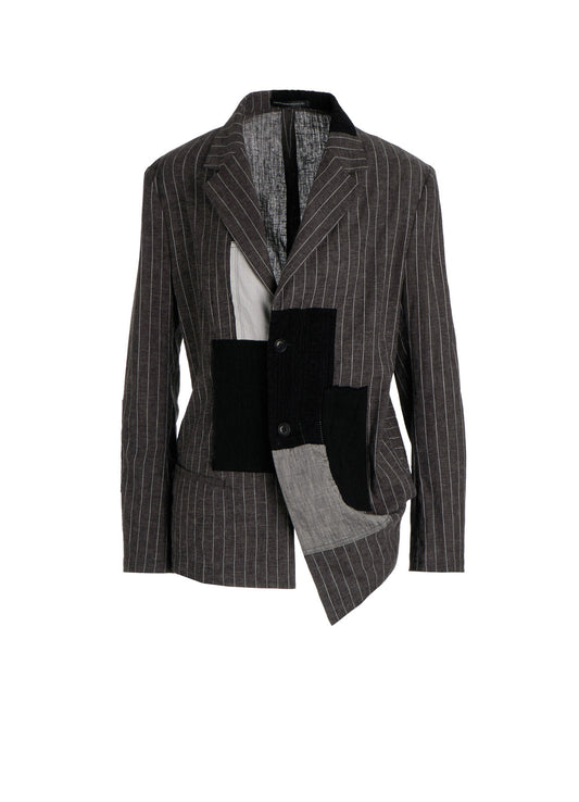 STRIPE PATCHWORK SIDE DROP JACKET