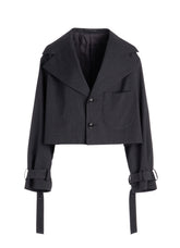 WOOL GABARDINE WIDE COLLAR JACKET