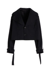 WOOL GABARDINE WIDE COLLAR JACKET