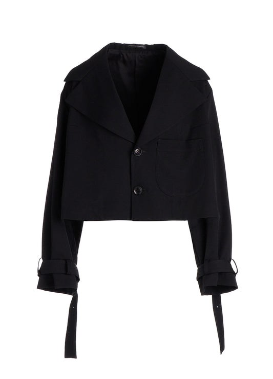 WOOL GABARDINE WIDE COLLAR JACKET