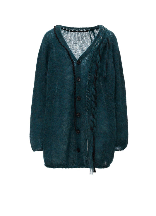 OVERSIZED MOHAIR BLEND V-NECK CARDIGAN