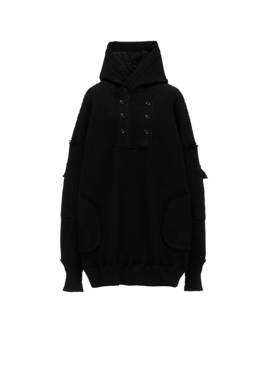 WAFFLE HOODED PULLOVER