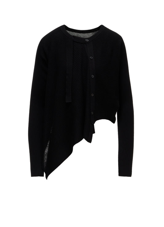 COTTON BLEND CROPPED ASYMMETRIC RIB KNIT