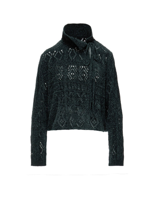 CHENILLE OPENWORK SHORT PULLOVER