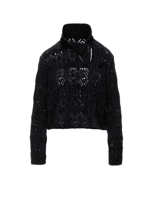 CHENILLE OPENWORK SHORT PULLOVER