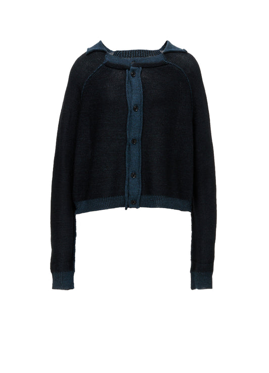 JERSEY PLATING ROUND NECK CARDIGAN