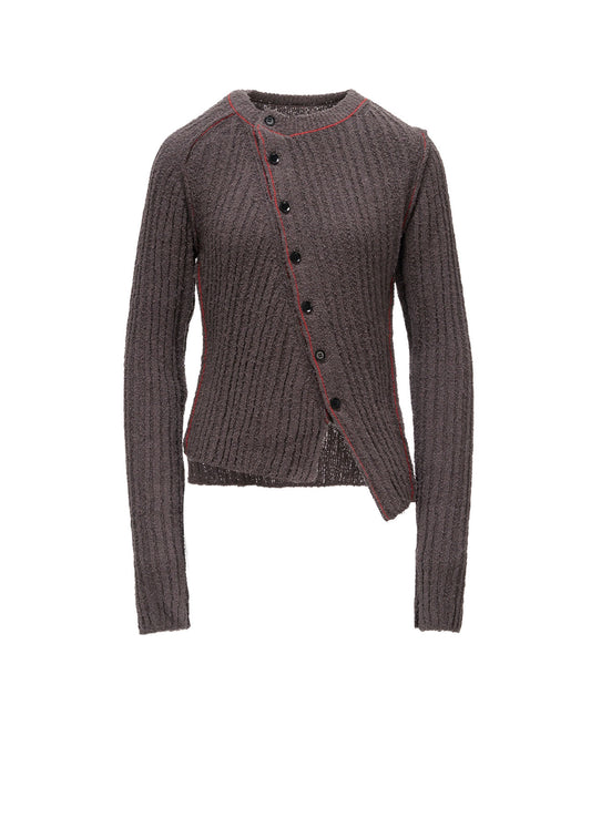 7G1P RANDOM RIB TIGHT ASYMMETRIC CARDIGAN