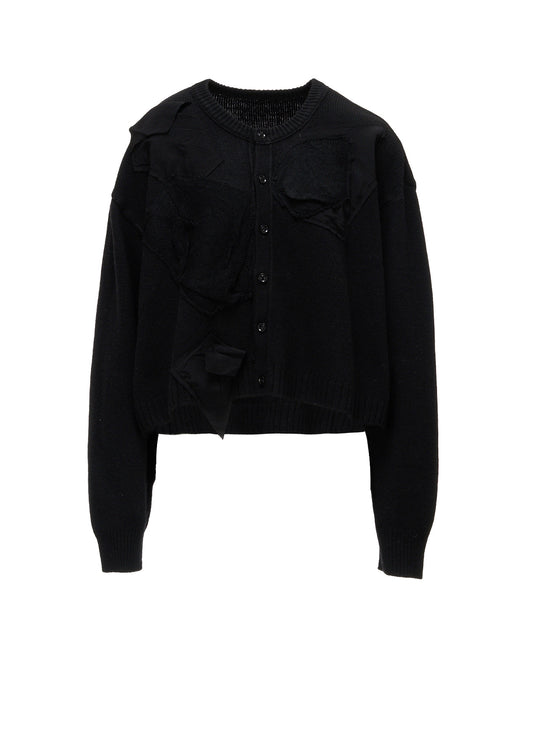 7G JERSEY PATCH APPLIQUE KNIT CARDIGAN
