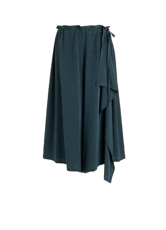 TA/PE CREPE DE CHINE SLIT GATHER PANTS