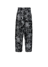 MOHAIR FADED PLAID JACQUARD SINGLE TUCK SIDE OPEN PANTS