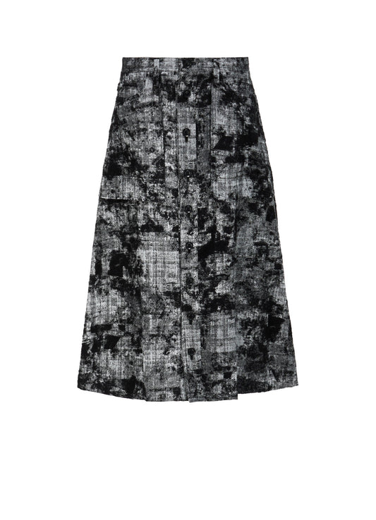 MOHAIR FADED PLAID JACQUARD A-LINE SKIRT