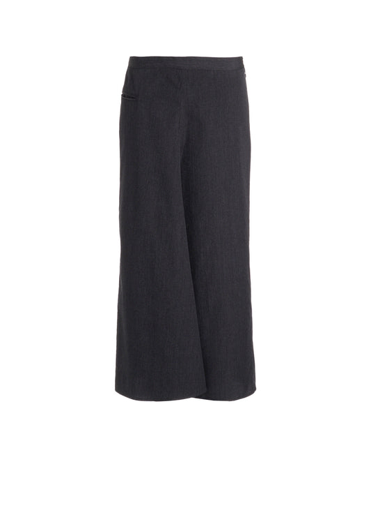 WOOL GABARDINE SEMI FLARE LONG SKIRT