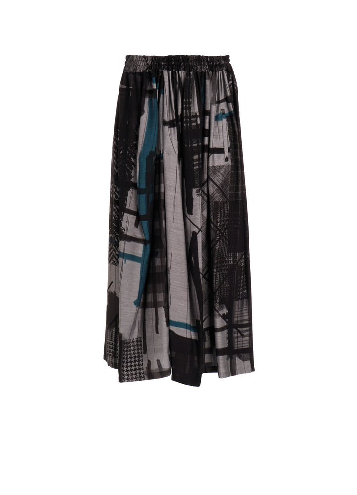 CU/DUNGAREE TWILL PLAID PRINT GATHER SKIRT