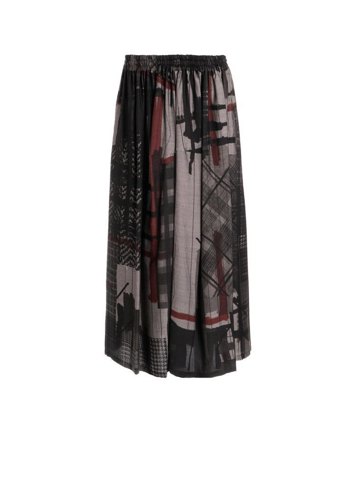 CU/DUNGAREE TWILL PLAID PRINT GATHER SKIRT