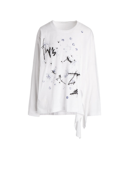30/- JERSEY Y'S LOGO PRINT SIDE SLIT LONG SLEEVE T-SHIRTS
