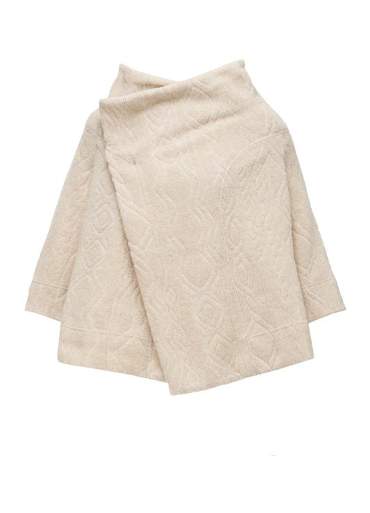 CABLE PILE JACQUARD 3/4 SLEEVE RAGLAN CARDIGAN
