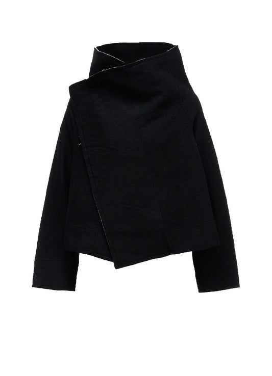 COMPRESSED PILE ASYMMETERIC RAGLAN JACKET